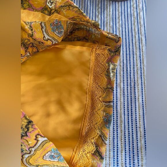 Anthropologie HD in Paris Goldspun Paisley Silk Dress Pleated size 2 Sleeveless - Picture 12 of 17